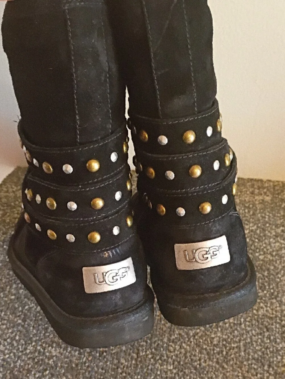 UGG  Clovis Black Studded Women's Shearling-Lined Boots Size 8